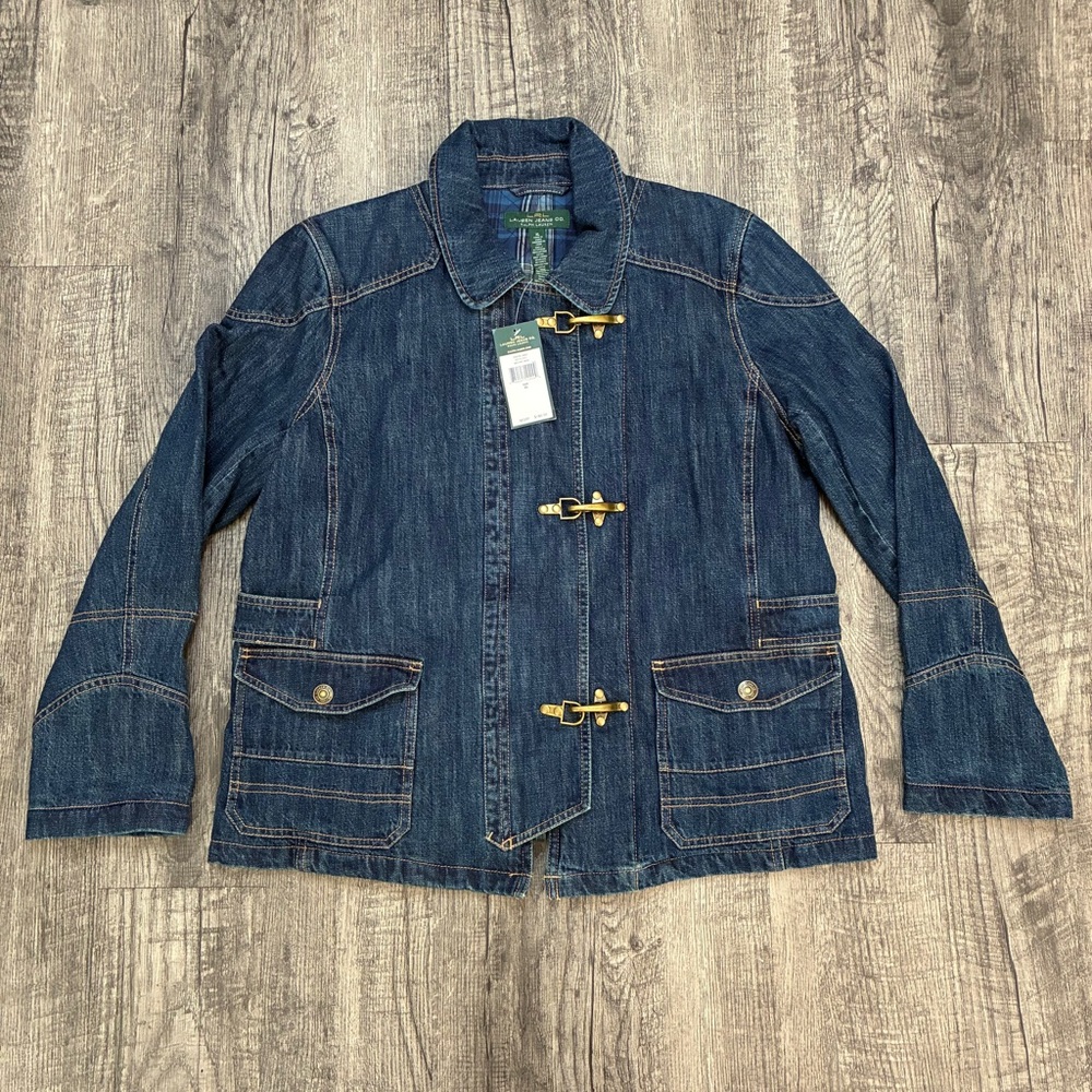Ralph Lauren Denim Toggle Jacket - Blue with Brass Hardware fireman jacket